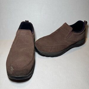 LL Bean Men’s Suede Brown Mocs Slip-On Size 9W Minimalist Normcore Casual Shoes